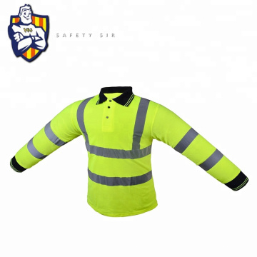 New design high visibility security fluorescent safety green basic long sleeve t shirt